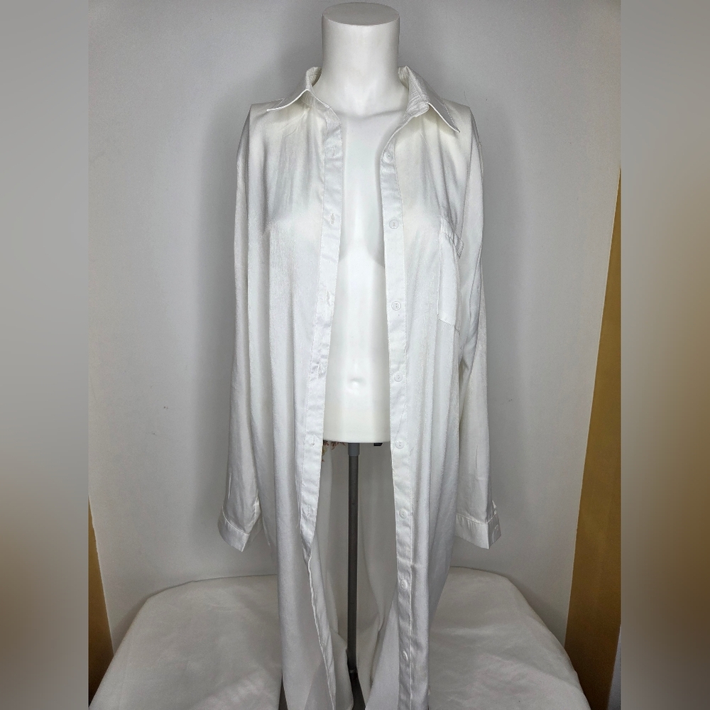 RD & Koko size L Embroidered White Long Kimono Butom Up - Picture 3 of 12